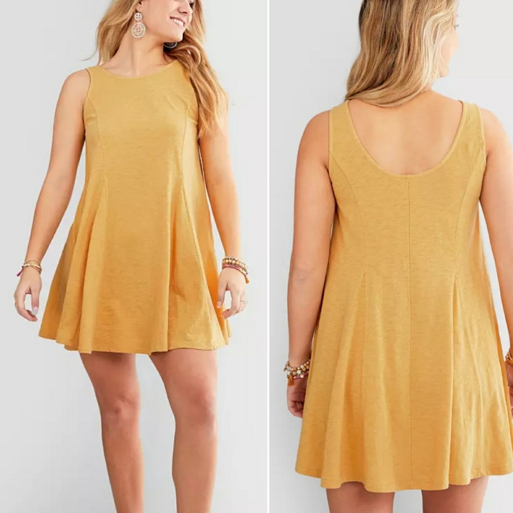 White Crow Women's Smith Mini Dress Slub Knit Sleeveless Yellow Size Large